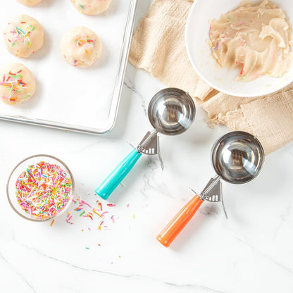 Met Lux 8 Ounce Portion Scoop 1 Durable Disher Scoop - Thumb Trigger Orange Stainless Steel Ice cream Disher For Portion Control For Ice Cream Mashed Potato And Cookie Batter