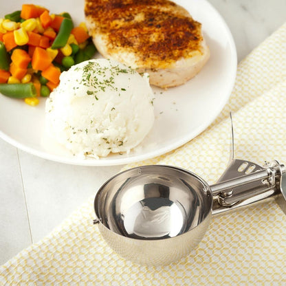 Met Lux 8 Ounce Portion Scoop 1 Durable Disher Scoop - Thumb Trigger Orange Stainless Steel Ice cream Disher For Portion Control For Ice Cream Mashed Potato And Cookie Batter