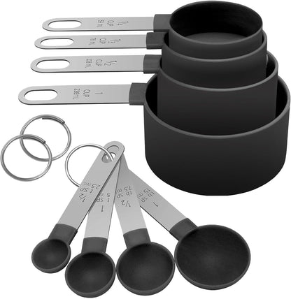 Measuring Cups Set Measuring Spoons Set, Nesting Measure Cups with Stainless Steel Handle, For Measuring Dry and Liquid Ingredients Small Teaspoon with Plastic Head (Mint Green)