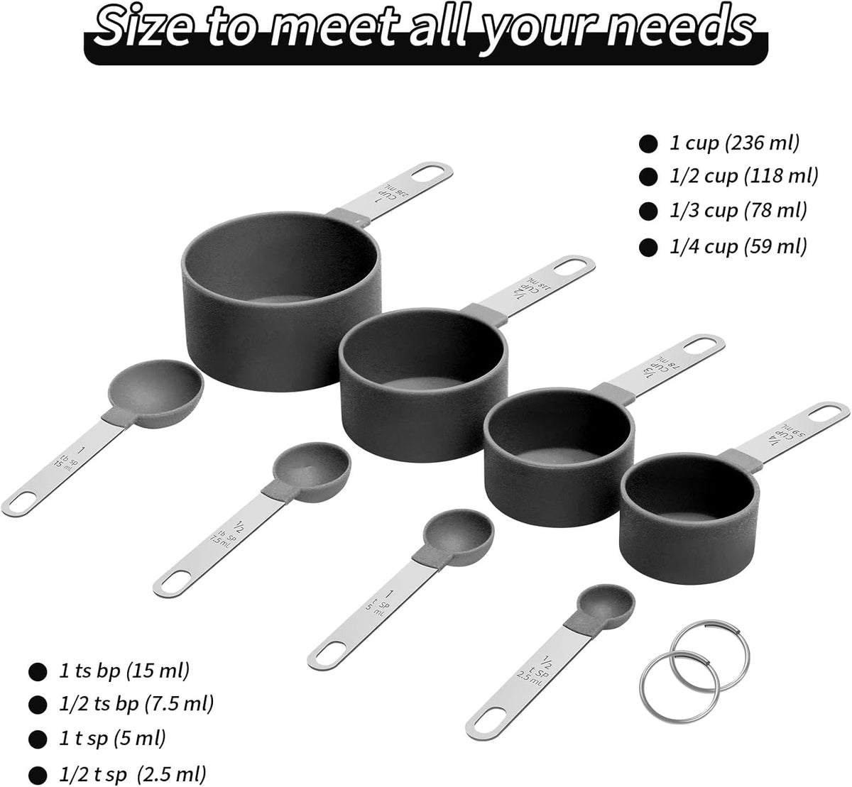 Measuring Cups Set Measuring Spoons Set, Nesting Measure Cups with Stainless Steel Handle, For Measuring Dry and Liquid Ingredients Small Teaspoon with Plastic Head (Mint Green)