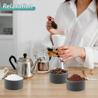 Measuring Cups Set Measuring Spoons Set, Nesting Measure Cups with Stainless Steel Handle, For Measuring Dry and Liquid Ingredients Small Teaspoon with Plastic Head (Mint Green)