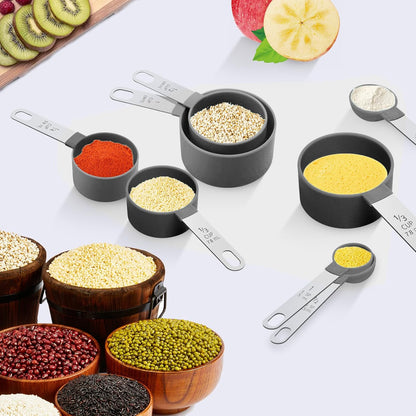 Measuring Cups Set Measuring Spoons Set, Nesting Measure Cups with Stainless Steel Handle, For Measuring Dry and Liquid Ingredients Small Teaspoon with Plastic Head (Mint Green)