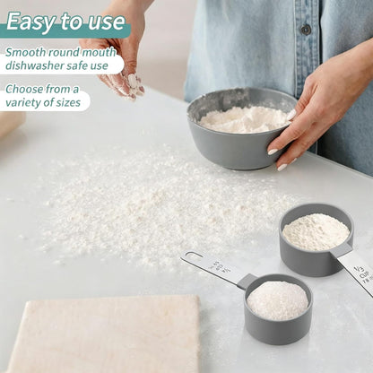 Measuring Cups Set Measuring Spoons Set, Nesting Measure Cups with Stainless Steel Handle, For Measuring Dry and Liquid Ingredients Small Teaspoon with Plastic Head (Mint Green)