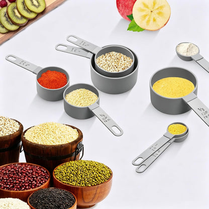 Measuring Cups Set Measuring Spoons Set, Nesting Measure Cups with Stainless Steel Handle, For Measuring Dry and Liquid Ingredients Small Teaspoon with Plastic Head (Mint Green)