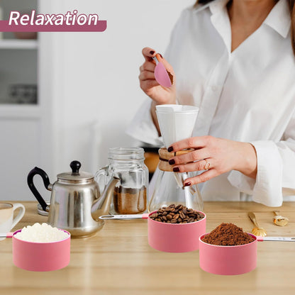 Measuring Cups Set Measuring Spoons Set, Nesting Measure Cups with Stainless Steel Handle, For Measuring Dry and Liquid Ingredients Small Teaspoon with Plastic Head (Mint Green)