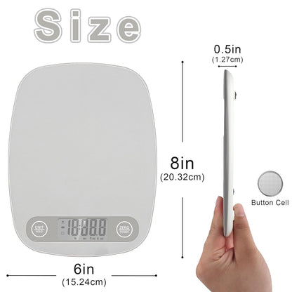 Food Scale Kitchen-Scale 11lb/5kg Food Scale for Kitchen Stainless Steel LCD Display Tare Function (g/oz/ml) for Meal Prep Coffee (Batteries Included)