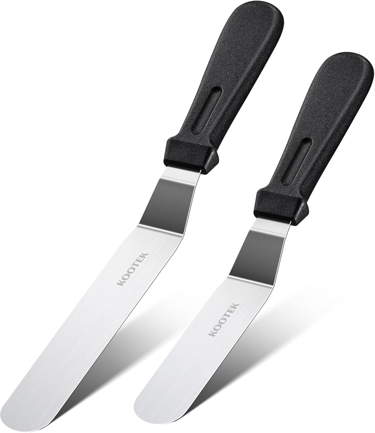 Angled Icing Spatula, Stainless Steel Offset Spatula, 6" & 8" | 6" & 8" Blade, Dishwasher Safe, Rustproof, Non-Slip Handle, for Cake Decorating, Spread Cream Cheese, Smooth Cake Batter