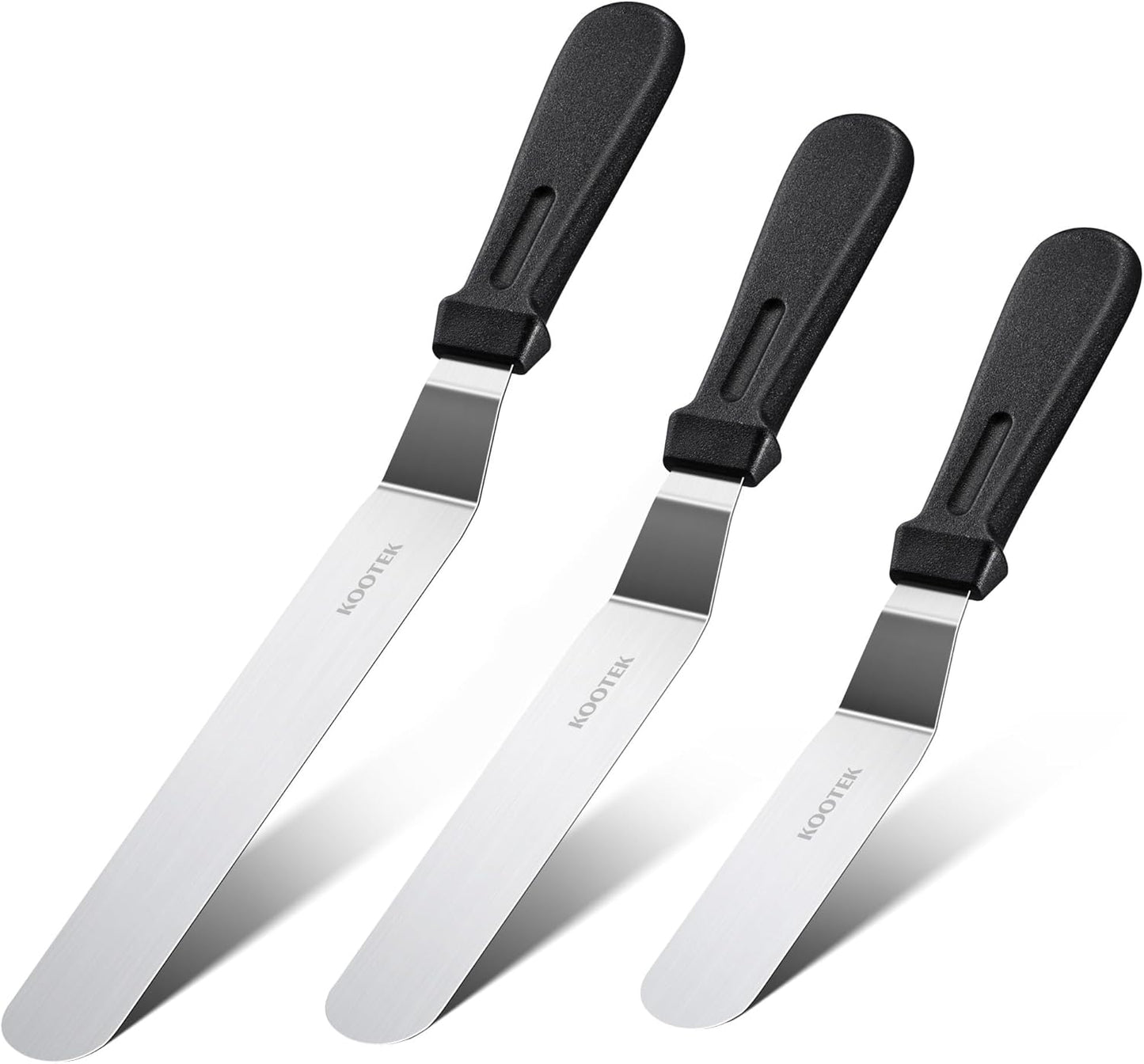 Angled Icing Spatula, Stainless Steel Offset Spatula, 6" & 8" | 6" & 8" Blade, Dishwasher Safe, Rustproof, Non-Slip Handle, for Cake Decorating, Spread Cream Cheese, Smooth Cake Batter