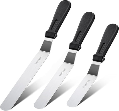 Angled Icing Spatula, Stainless Steel Offset Spatula, 6" & 8" | 6" & 8" Blade, Dishwasher Safe, Rustproof, Non-Slip Handle, for Cake Decorating, Spread Cream Cheese, Smooth Cake Batter