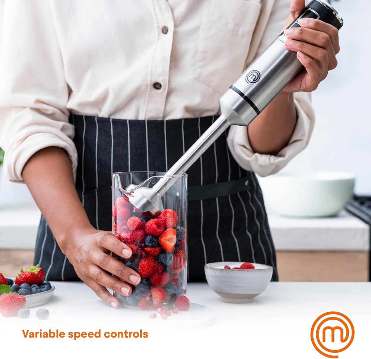 Immersion Blender Handheld with Electric Whisk & Milk Frother Attachments, Hand Held Stainless Steel Stick Emulsifier for Making Baby Food, Soup, Puree, Cake, Cappuccino, Latte etc, 400W