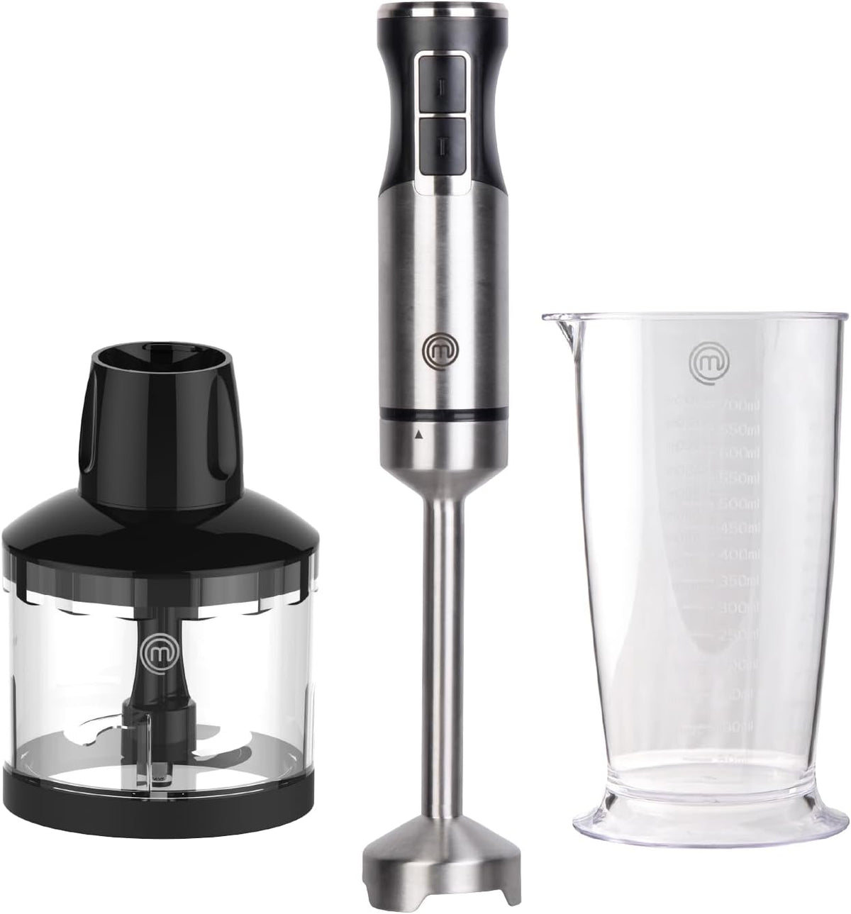 Immersion Blender Handheld with Electric Whisk & Milk Frother Attachments, Hand Held Stainless Steel Stick Emulsifier for Making Baby Food, Soup, Puree, Cake, Cappuccino, Latte etc, 400W