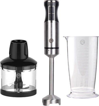 Immersion Blender Handheld with Electric Whisk & Milk Frother Attachments, Hand Held Stainless Steel Stick Emulsifier for Making Baby Food, Soup, Puree, Cake, Cappuccino, Latte etc, 400W