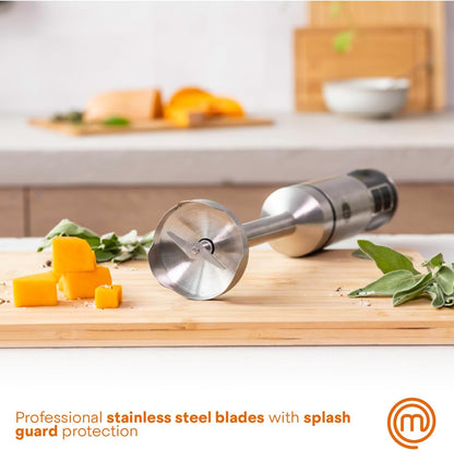 Immersion Blender Handheld with Electric Whisk & Milk Frother Attachments, Hand Held Stainless Steel Stick Emulsifier for Making Baby Food, Soup, Puree, Cake, Cappuccino, Latte etc, 400W