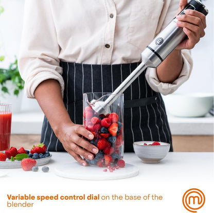 Immersion Blender Handheld with Electric Whisk & Milk Frother Attachments, Hand Held Stainless Steel Stick Emulsifier for Making Baby Food, Soup, Puree, Cake, Cappuccino, Latte etc, 400W