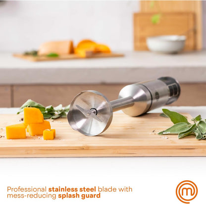 Immersion Blender Handheld with Electric Whisk & Milk Frother Attachments, Hand Held Stainless Steel Stick Emulsifier for Making Baby Food, Soup, Puree, Cake, Cappuccino, Latte etc, 400W