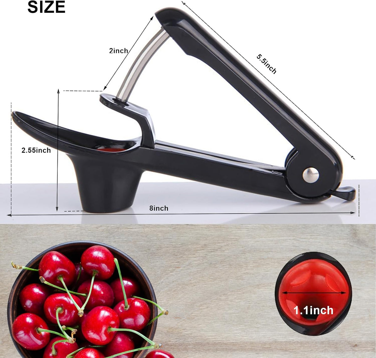 Cherry Pitter Tool, Heavy-Duty Stainless Steel Pitting Tool, Portable Cherries Corer Stoner Seed Tool with Lock Design, Fruit Pit Remover for Cherry Jam(Black)