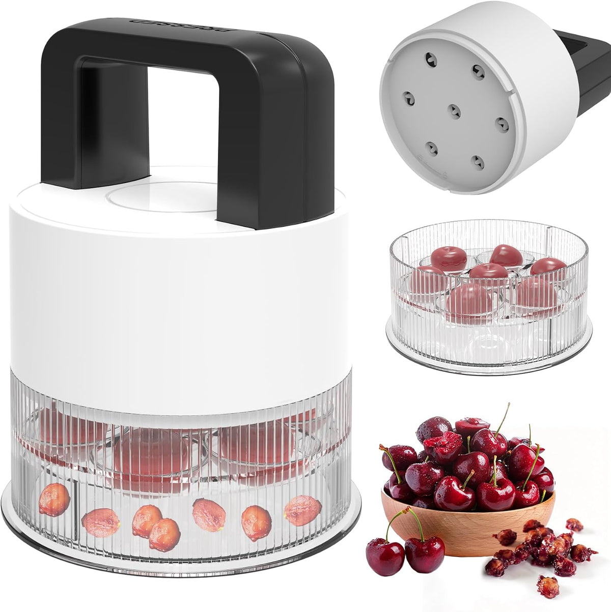 Cherry Pitter Tool, Heavy-Duty Stainless Steel Pitting Tool, Portable Cherries Corer Stoner Seed Tool with Lock Design, Fruit Pit Remover for Cherry Jam(Black)