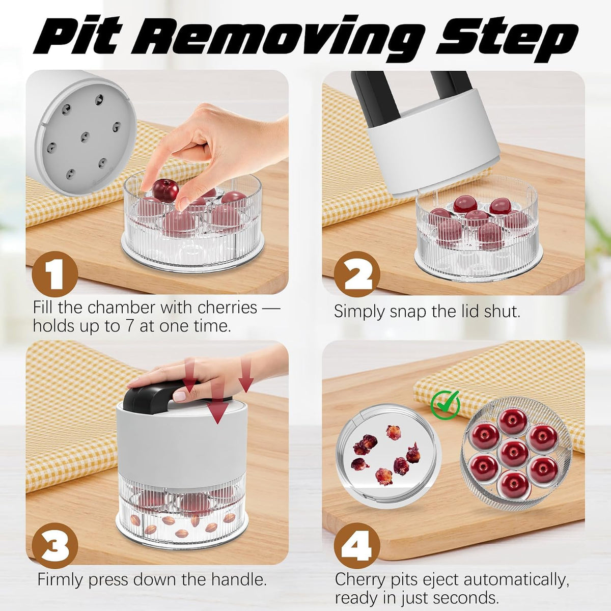 Cherry Pitter Tool, Heavy-Duty Stainless Steel Pitting Tool, Portable Cherries Corer Stoner Seed Tool with Lock Design, Fruit Pit Remover for Cherry Jam(Black)