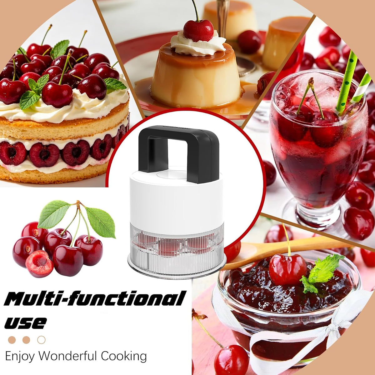 Cherry Pitter Tool, Heavy-Duty Stainless Steel Pitting Tool, Portable Cherries Corer Stoner Seed Tool with Lock Design, Fruit Pit Remover for Cherry Jam(Black)