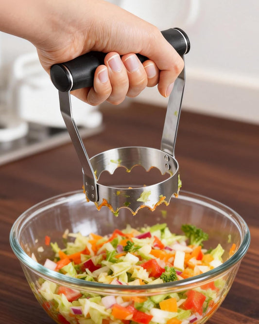 Serrated Hand Chopper for Kitchen, Metal Food Chopper Manual Hand | 3 inch Stainless Steel, Ergonomic Grip Handle, Dishwasher Safe, Chop Nut/Collard/Tuna/Salad/Boiled Eggs/Ground Beef