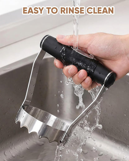 Serrated Hand Chopper for Kitchen, Metal Food Chopper Manual Hand | 3 inch Stainless Steel, Ergonomic Grip Handle, Dishwasher Safe, Chop Nut/Collard/Tuna/Salad/Boiled Eggs/Ground Beef