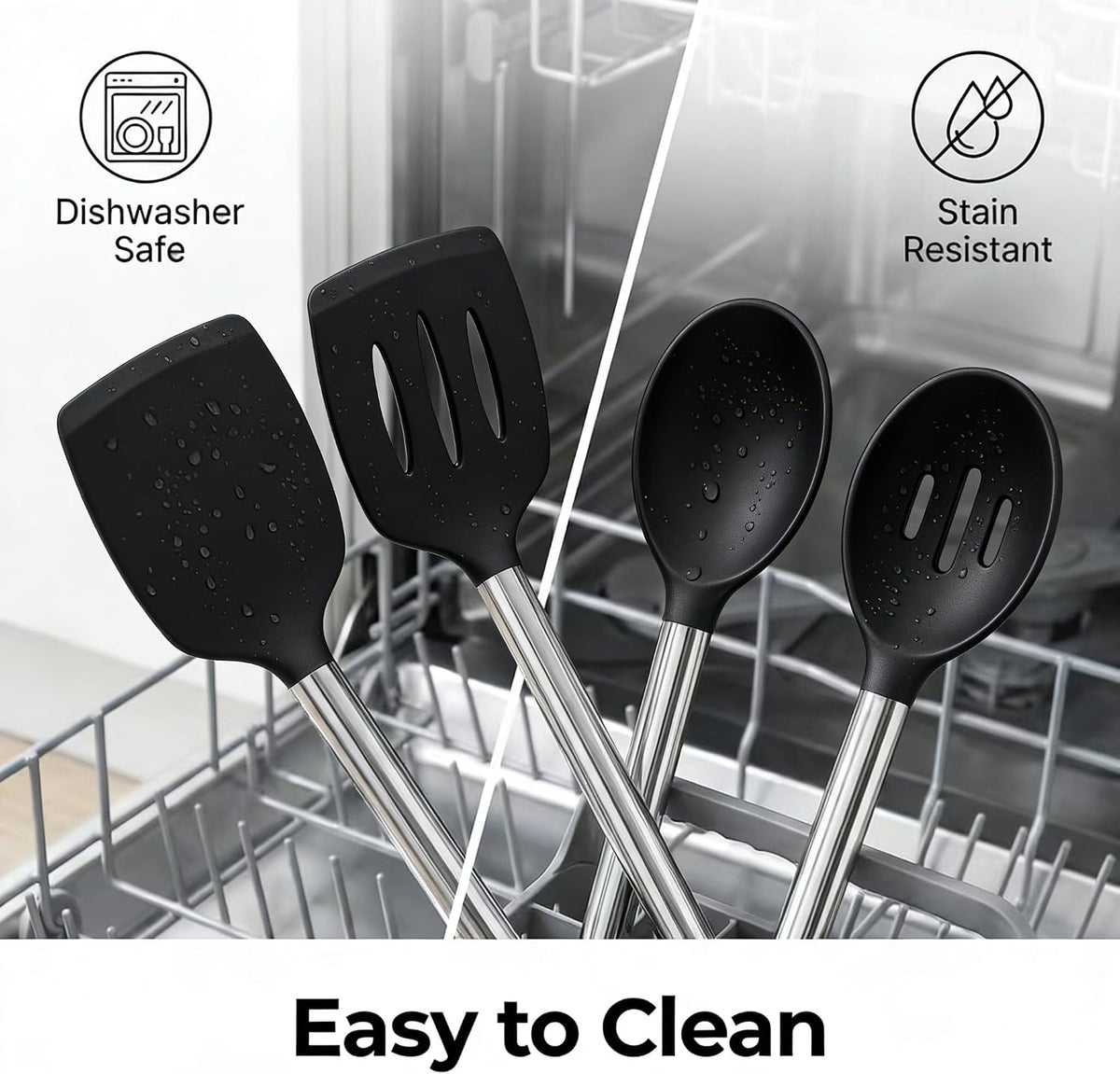 Silicone Kitchen Utensils Set, NonToxic, Plastic-Free, 8PCS, Blue