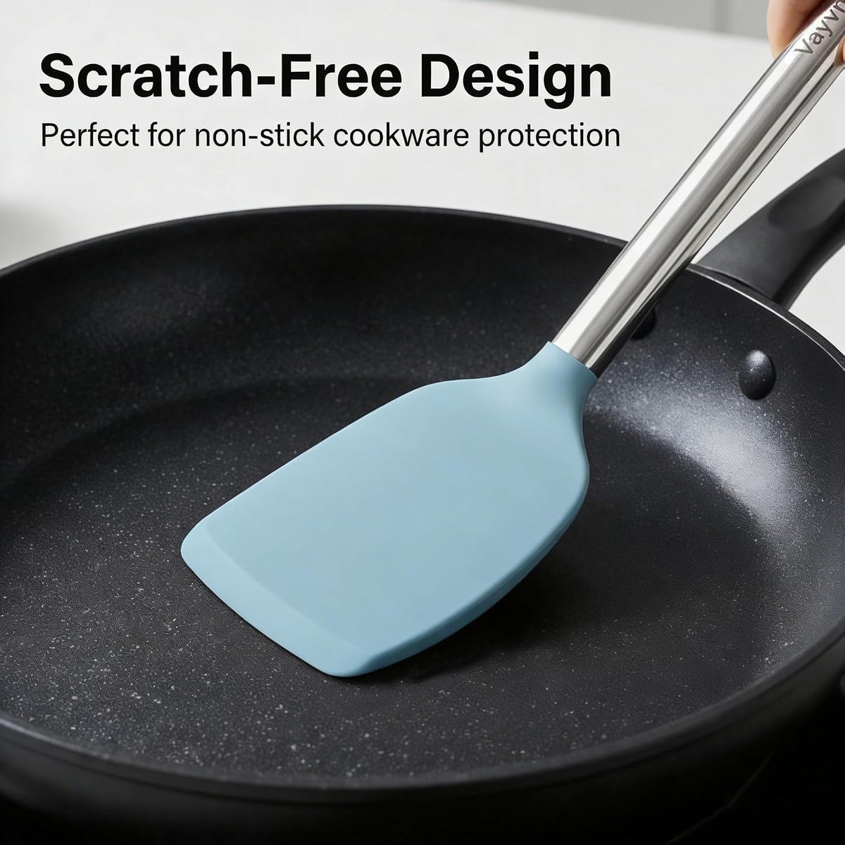 Silicone Kitchen Utensils Set, NonToxic, Plastic-Free, 8PCS, Blue