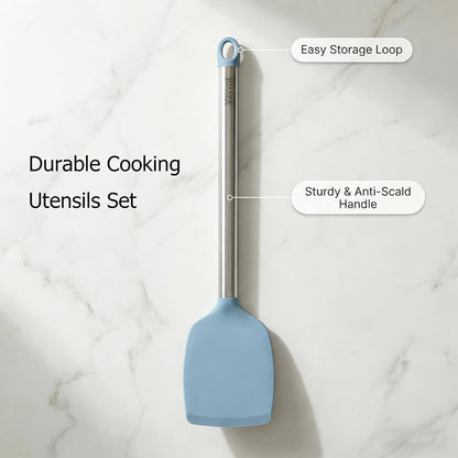 Silicone Kitchen Utensils Set, NonToxic, Plastic-Free, 8PCS, Blue