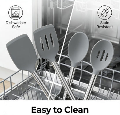 Silicone Kitchen Utensils Set, NonToxic, Plastic-Free, 8PCS, Blue