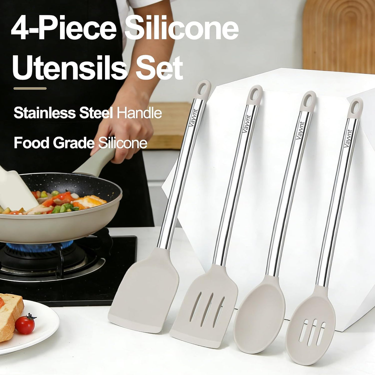 Silicone Kitchen Utensils Set, NonToxic, Plastic-Free, 8PCS, Blue