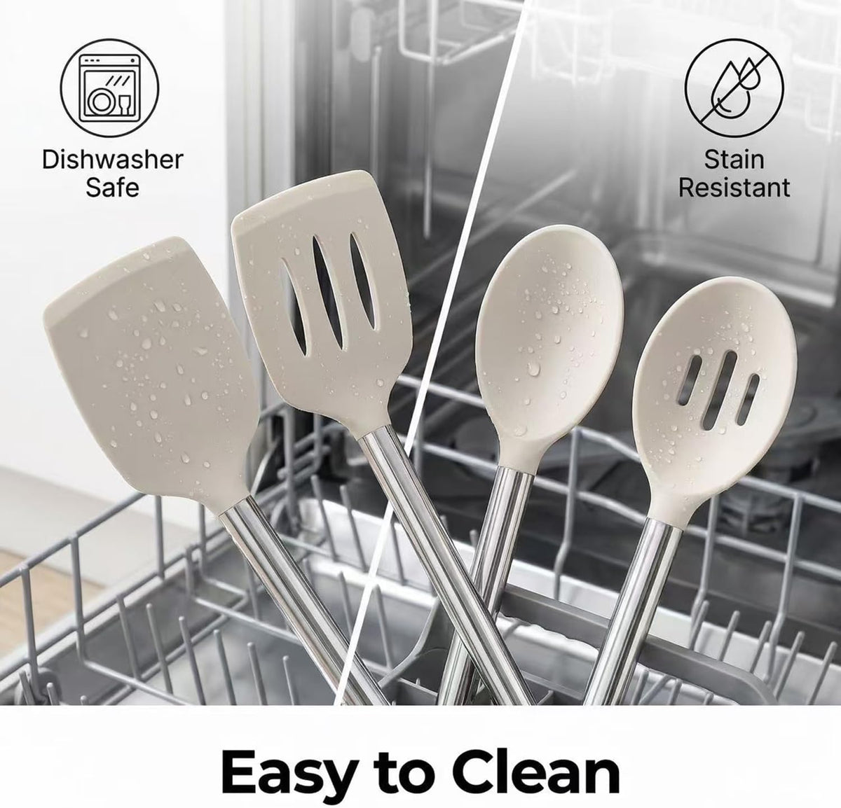 Silicone Kitchen Utensils Set, NonToxic, Plastic-Free, 8PCS, Blue
