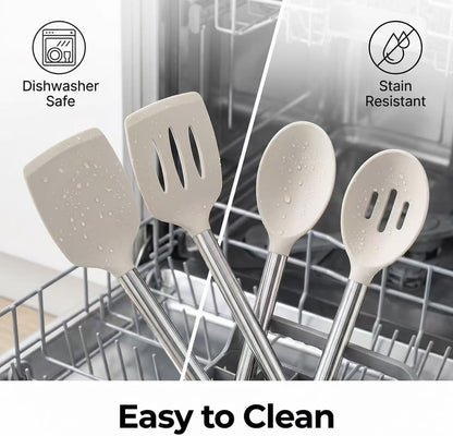 Silicone Kitchen Utensils Set, NonToxic, Plastic-Free, 8PCS, Blue