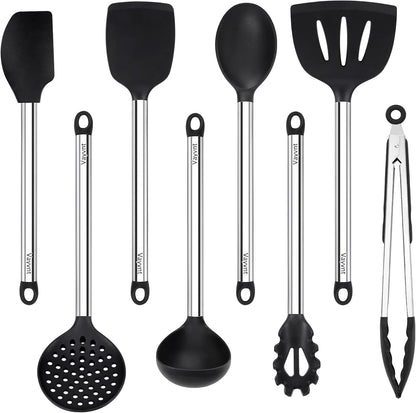 Silicone Kitchen Utensils Set, NonToxic, Plastic-Free, 8PCS, Blue