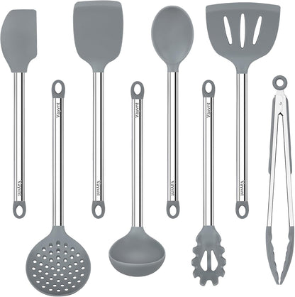 Silicone Kitchen Utensils Set, NonToxic, Plastic-Free, 8PCS, Blue