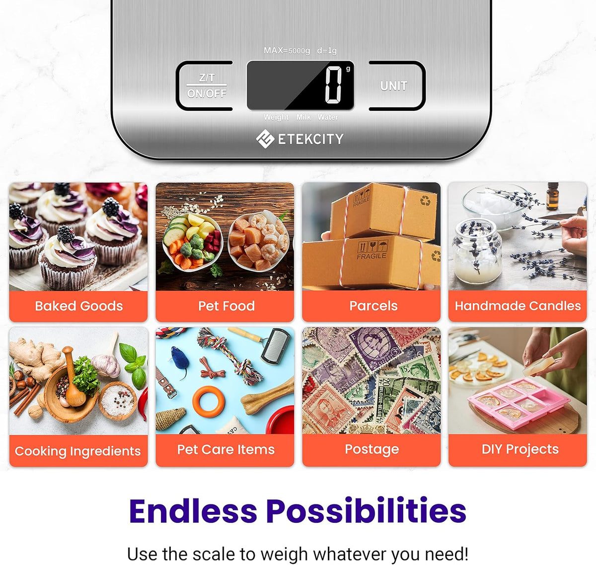 Food Kitchen Scale, Digital Grams and Ounces, 11lb