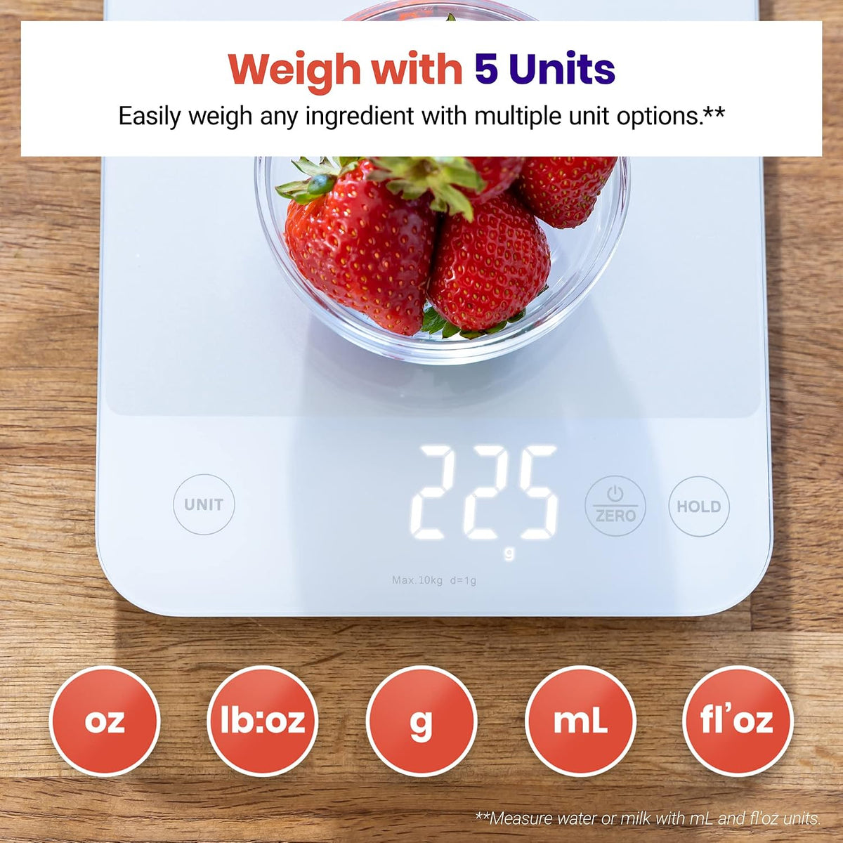 Food Kitchen Scale, Digital Grams and Ounces, 11lb