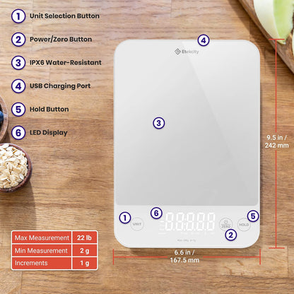 Food Kitchen Scale, Digital Grams and Ounces, 11lb