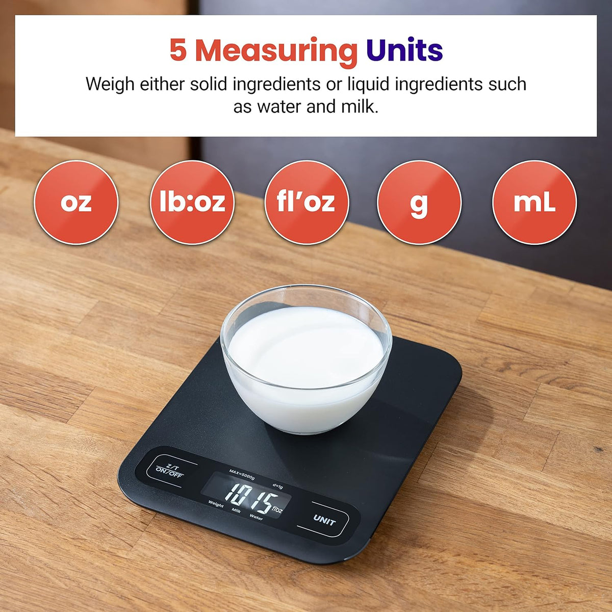 Food Kitchen Scale, Digital Grams and Ounces, 11lb
