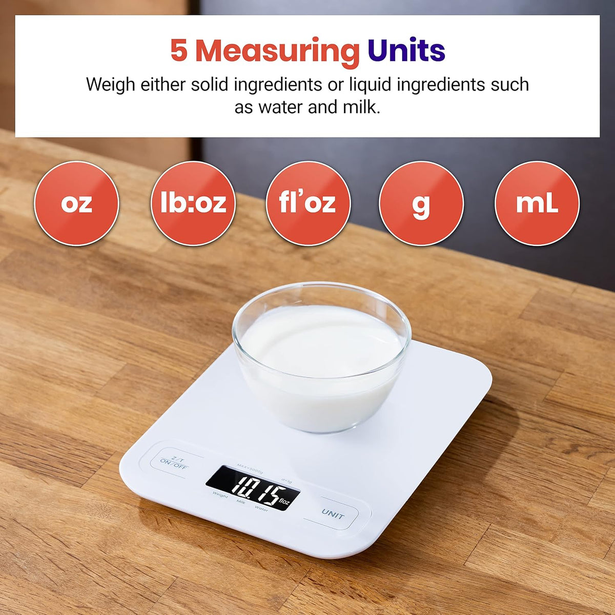 Food Kitchen Scale, Digital Grams and Ounces, 11lb