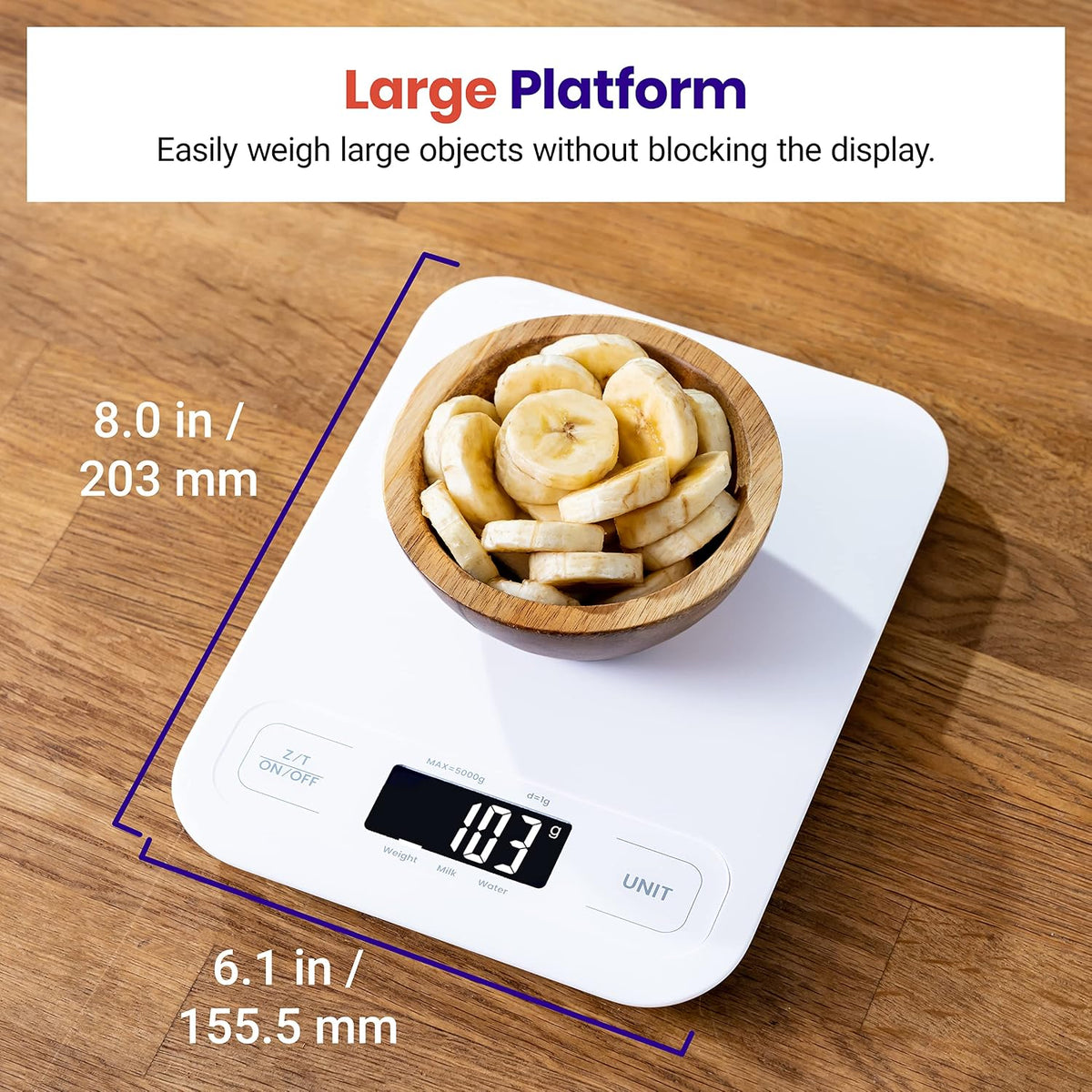 Food Kitchen Scale, Digital Grams and Ounces, 11lb