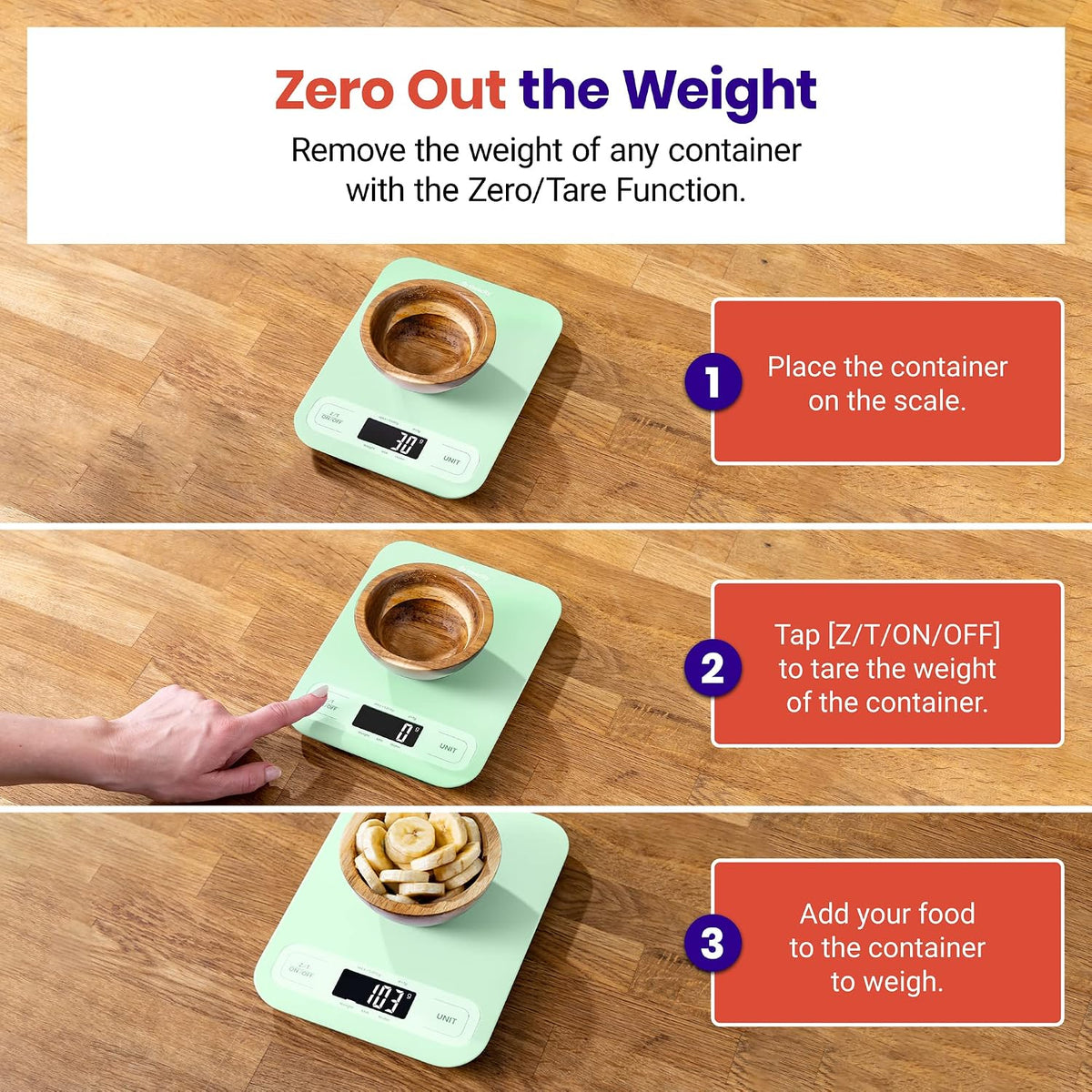Food Kitchen Scale, Digital Grams and Ounces, 11lb