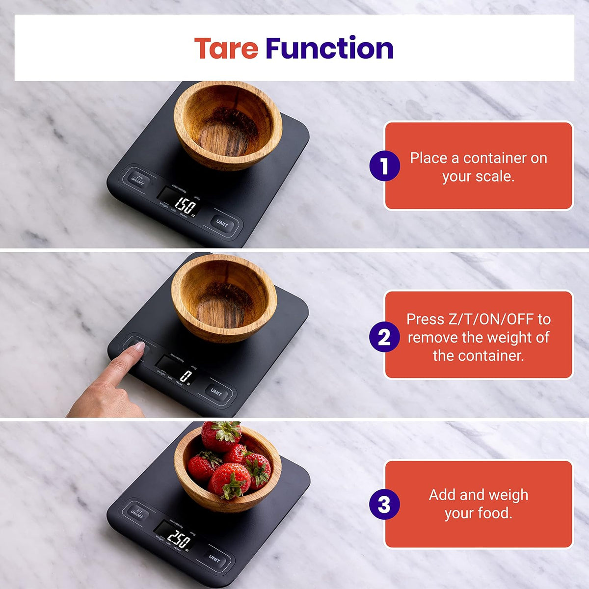 Food Kitchen Scale, Digital Grams and Ounces, 11lb