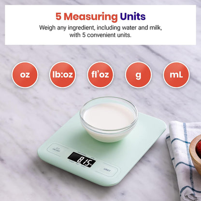 Food Kitchen Scale, Digital Grams and Ounces, 11lb
