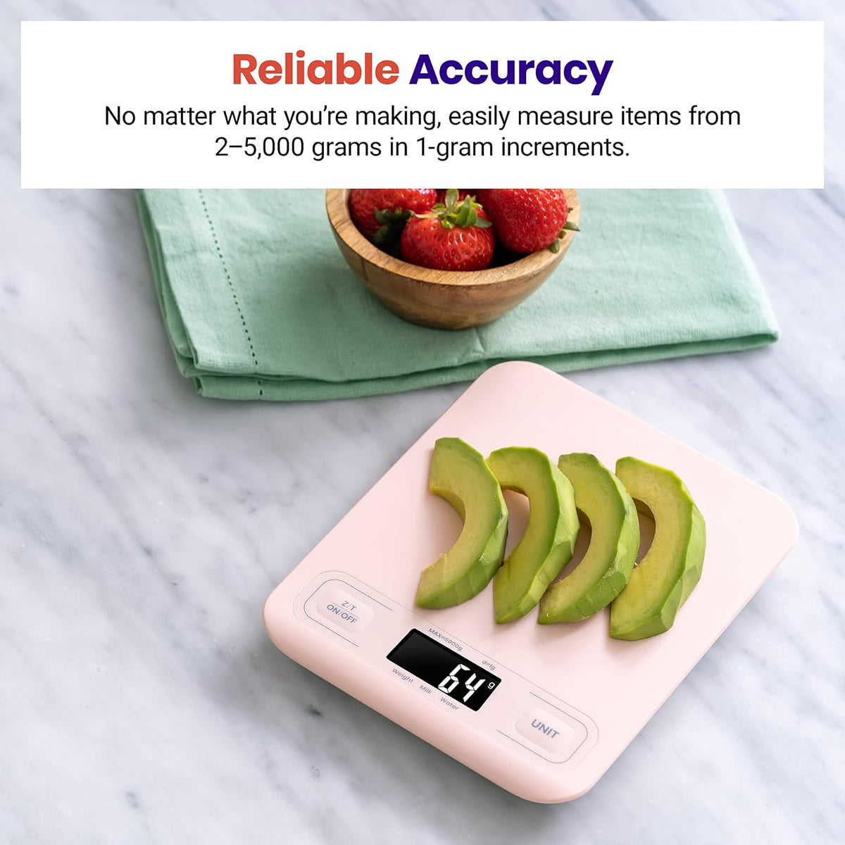 Food Kitchen Scale, Digital Grams and Ounces, 11lb
