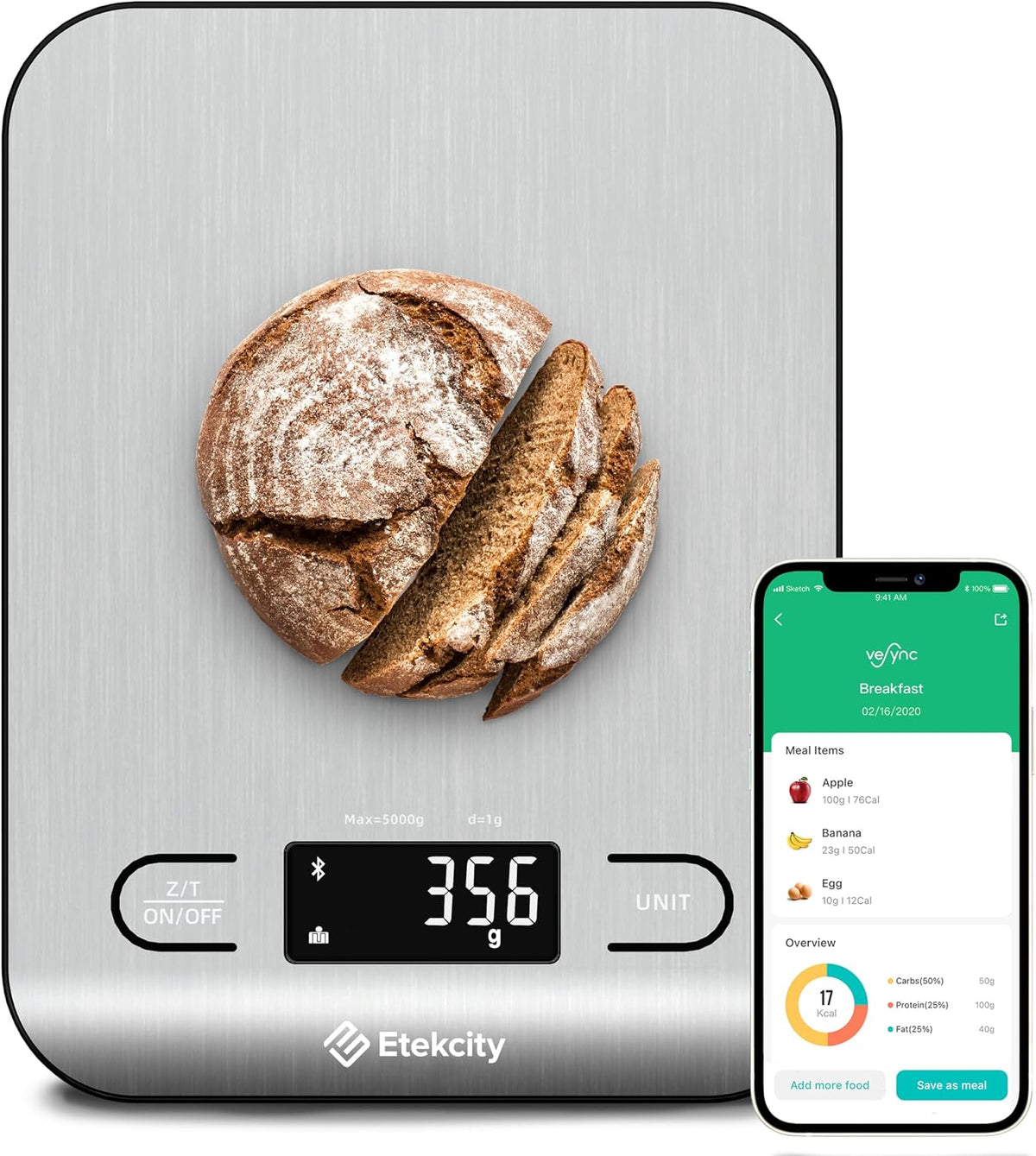 Food Kitchen Scale, Digital Grams and Ounces, 11lb