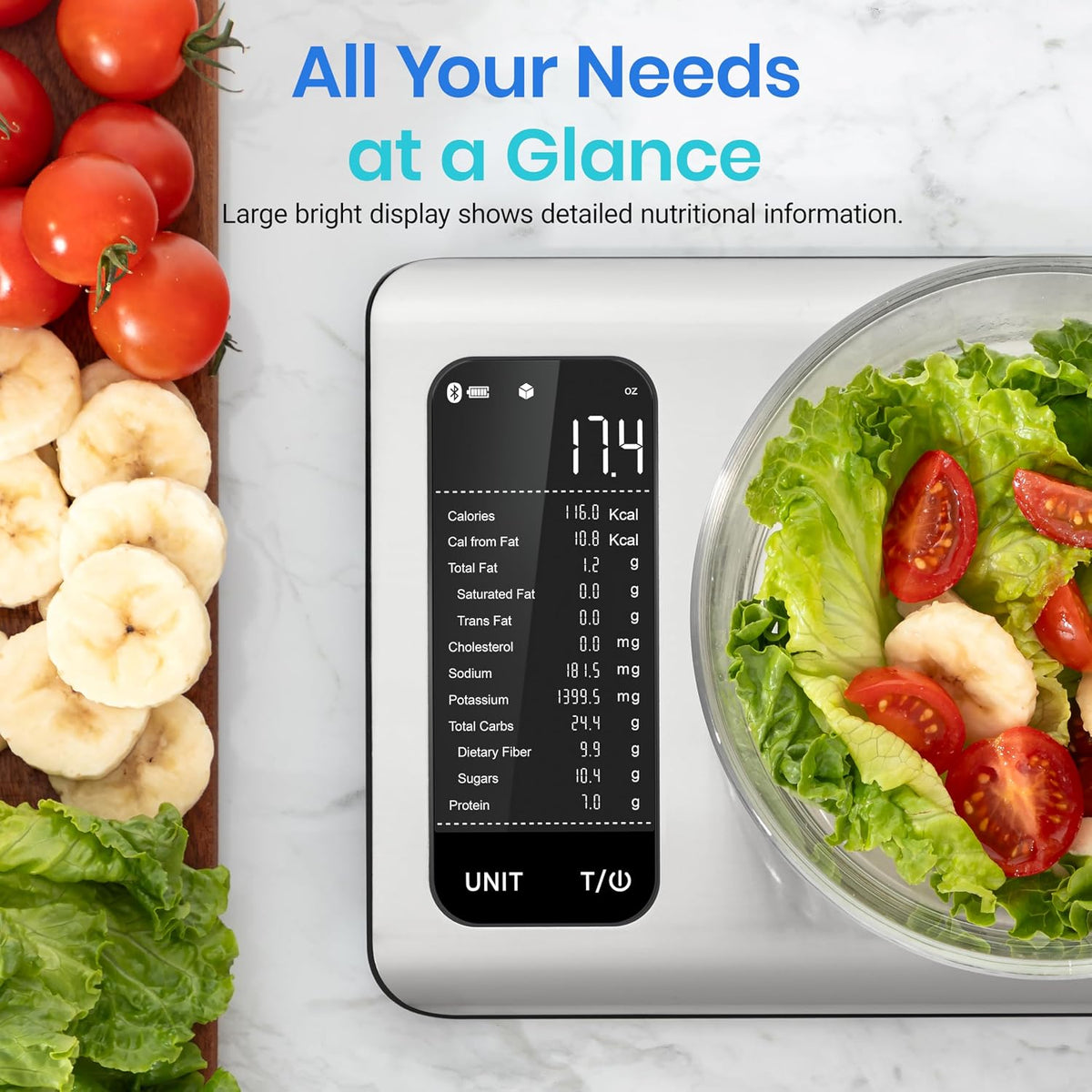 Food Kitchen Scale, Digital Grams and Ounces, 11lb