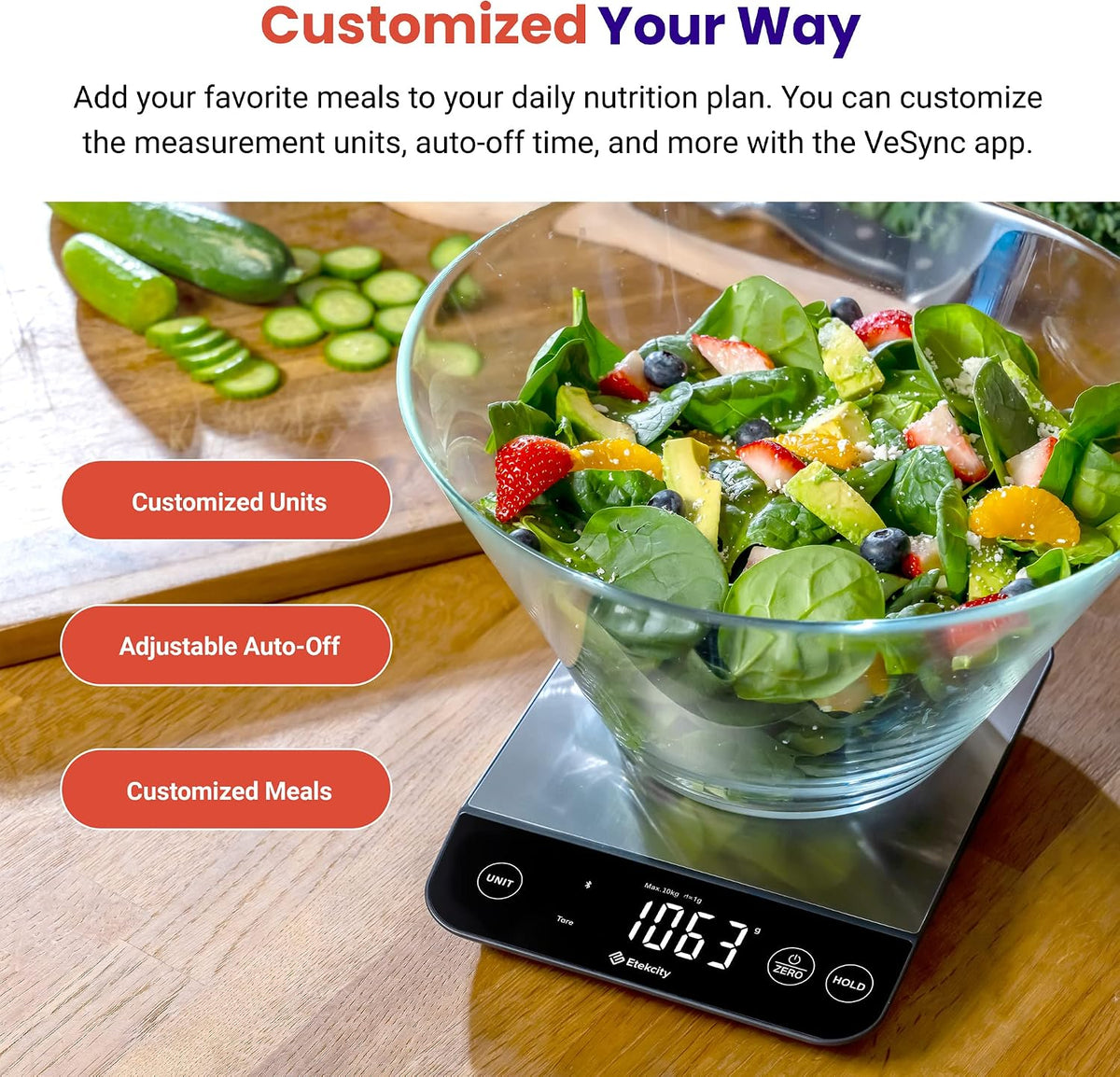 Food Kitchen Scale, Digital Grams and Ounces, 11lb