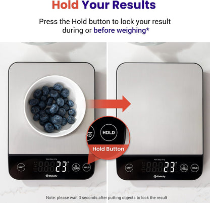 Food Kitchen Scale, Digital Grams and Ounces, 11lb