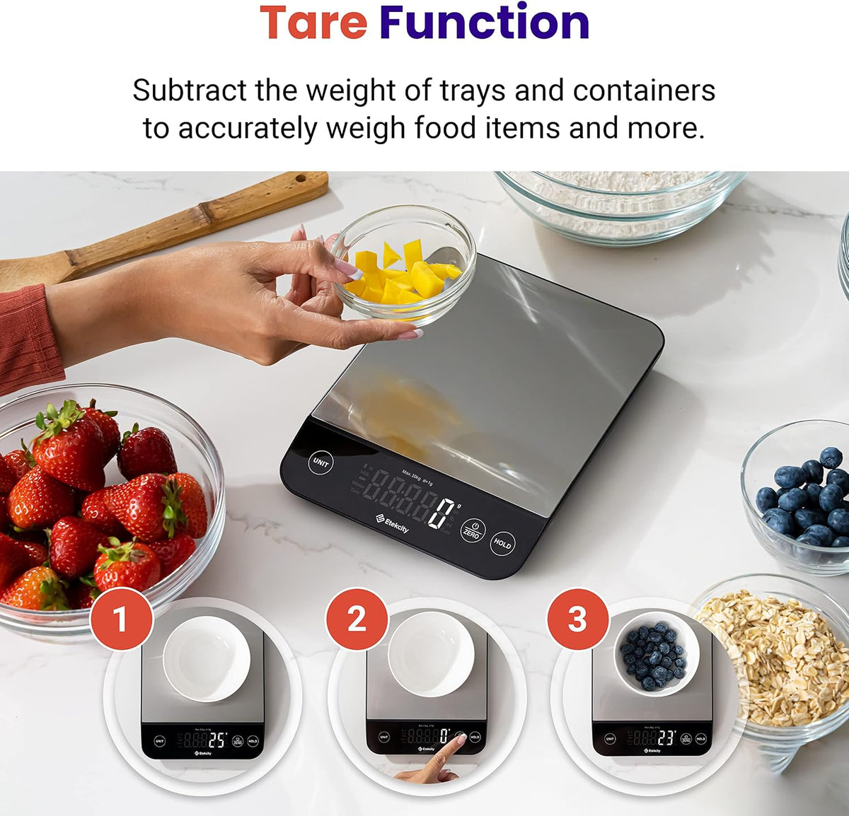 Food Kitchen Scale, Digital Grams and Ounces, 11lb