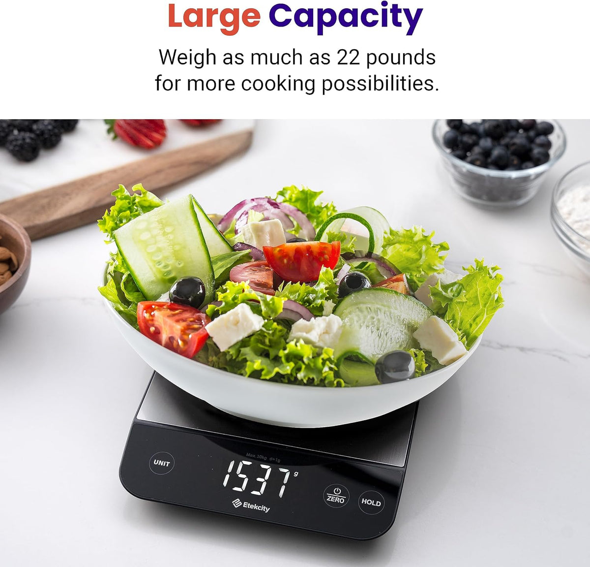 Food Kitchen Scale, Digital Grams and Ounces, 11lb